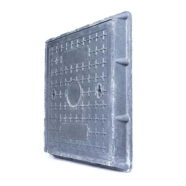 Tapa de registro compuesta reforzada 50×50" (127×127 cm) cuadrada FRP D400 industrial